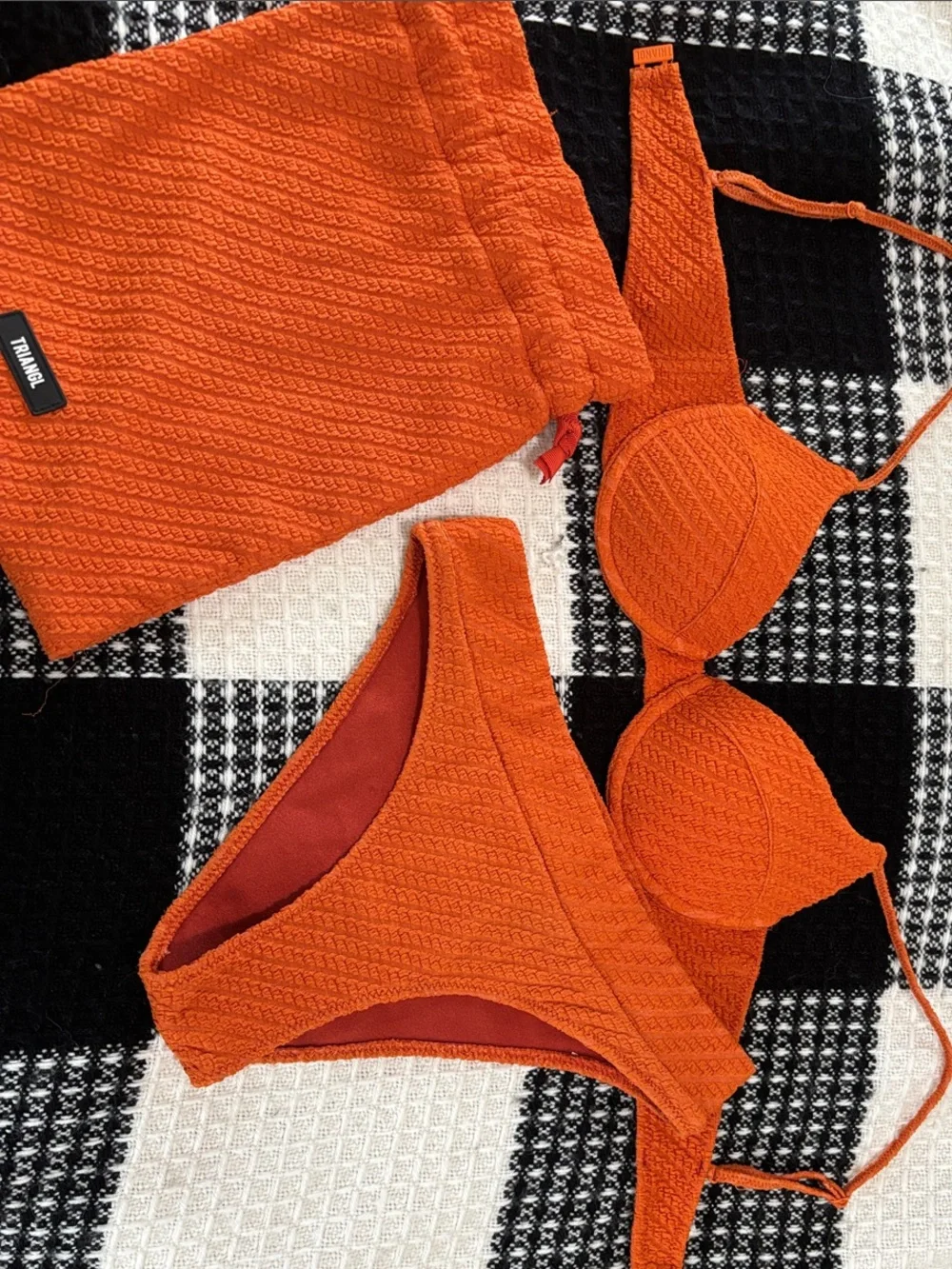 triangl swimwear Orange Ribbed Underwire Bikini Set